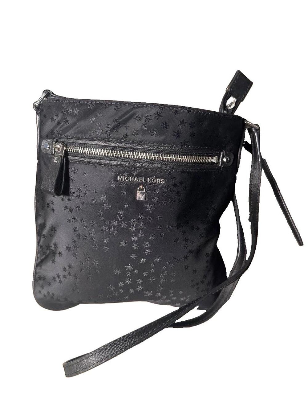 Michael Kors Black Crossbody Bag Star Print Shoulder Bag Silver Hardware